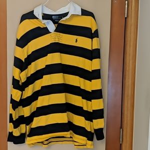 Polo By Ralph Lauren Black & Yellow VTG Rugby XL